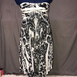 Strapless Black/White Gold Silver & Black Stones